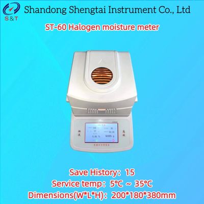 Halogen Moisture Meter Drying Method 40～199°C PT100 Sensor Save History 15 ST-60