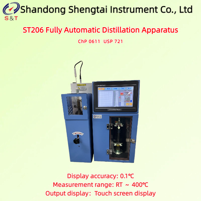 Full-Auto Distillation Apparatus Measure RT ～ 400℃ PT100 Sensor Compressor Cooling USP 721
